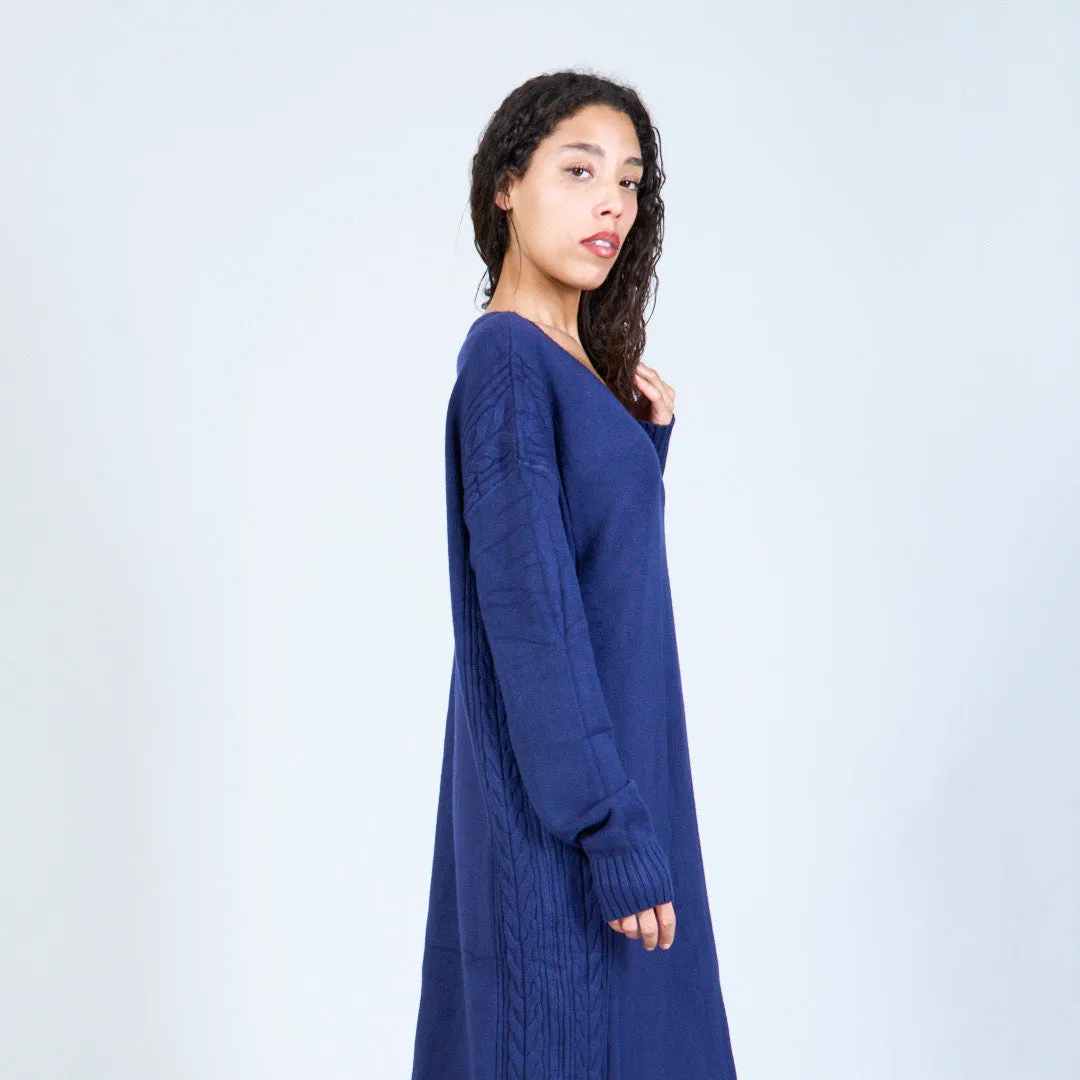 Long knit sweater dress with cable details wholesale