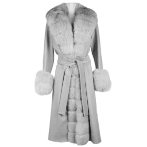 Made in Italy Elegant Wool Coat with Luxurious Fox Fur Trim