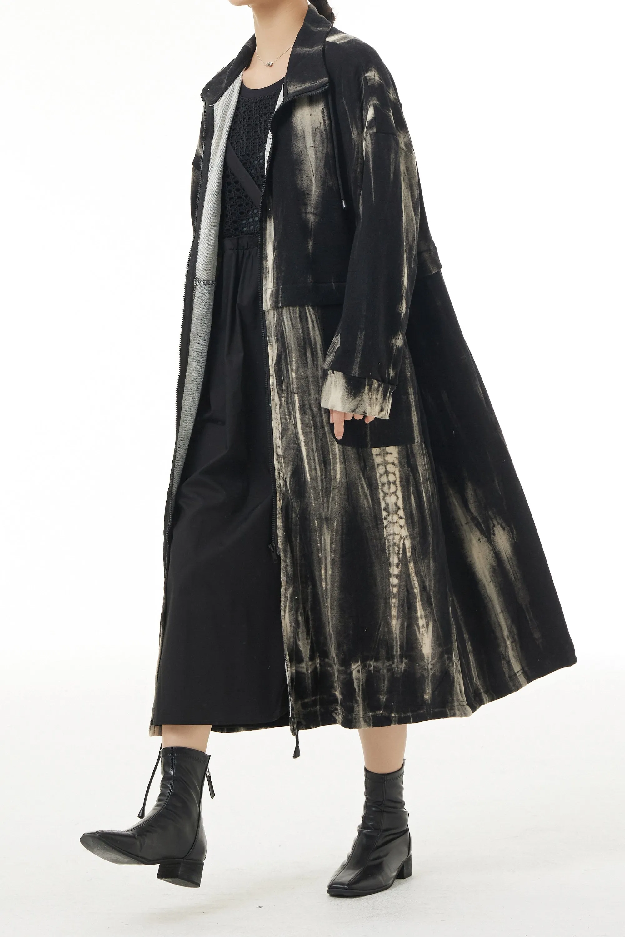 Marble Illusion Trench Coat