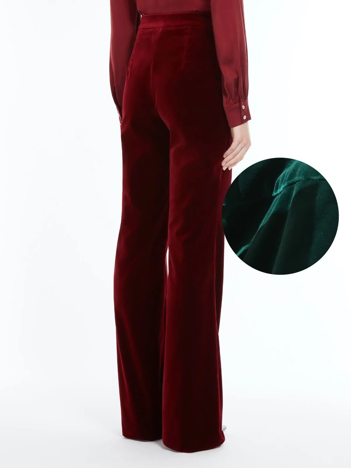 MaxMara Studio Women's Aceto Soft Velvet Trousers in Green