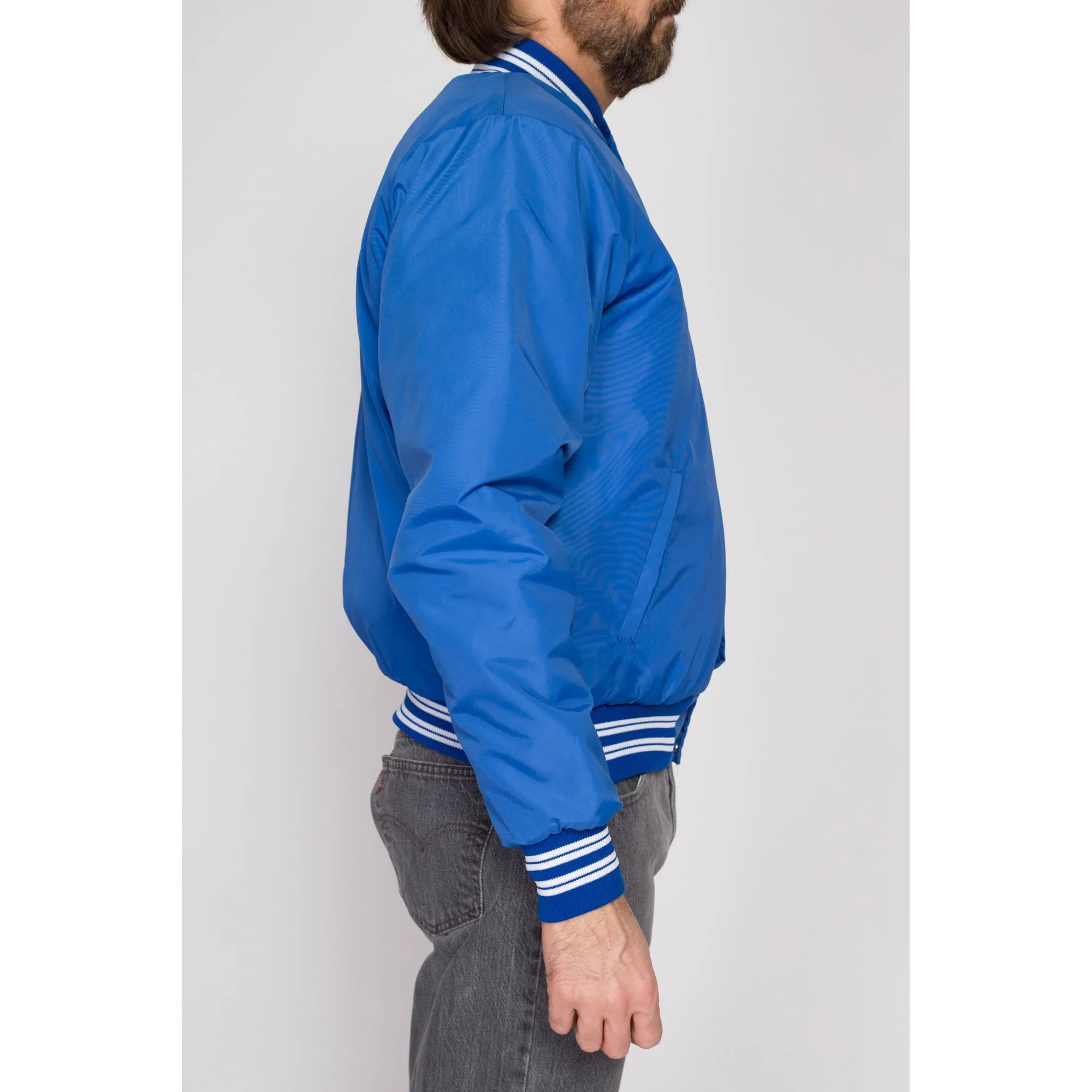 Medium 80s Blue Shearling Lined Varsity Jacket