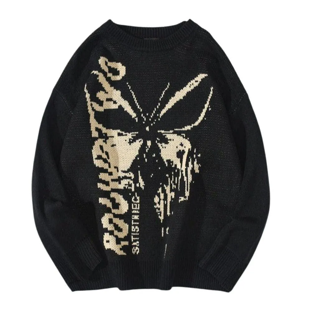 Melting Butterfly Print Women's Jumper: Retro fashion print knitwear