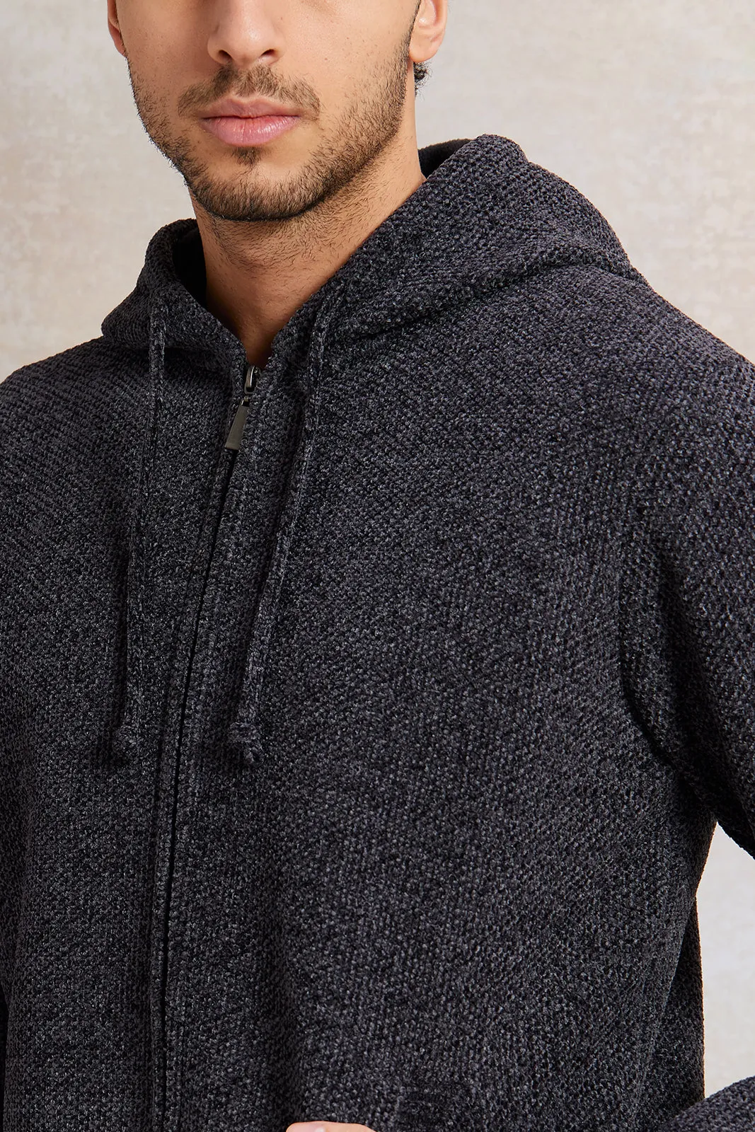 Men Charcoal Knitted Sweater