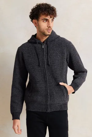 Men Charcoal Knitted Sweater