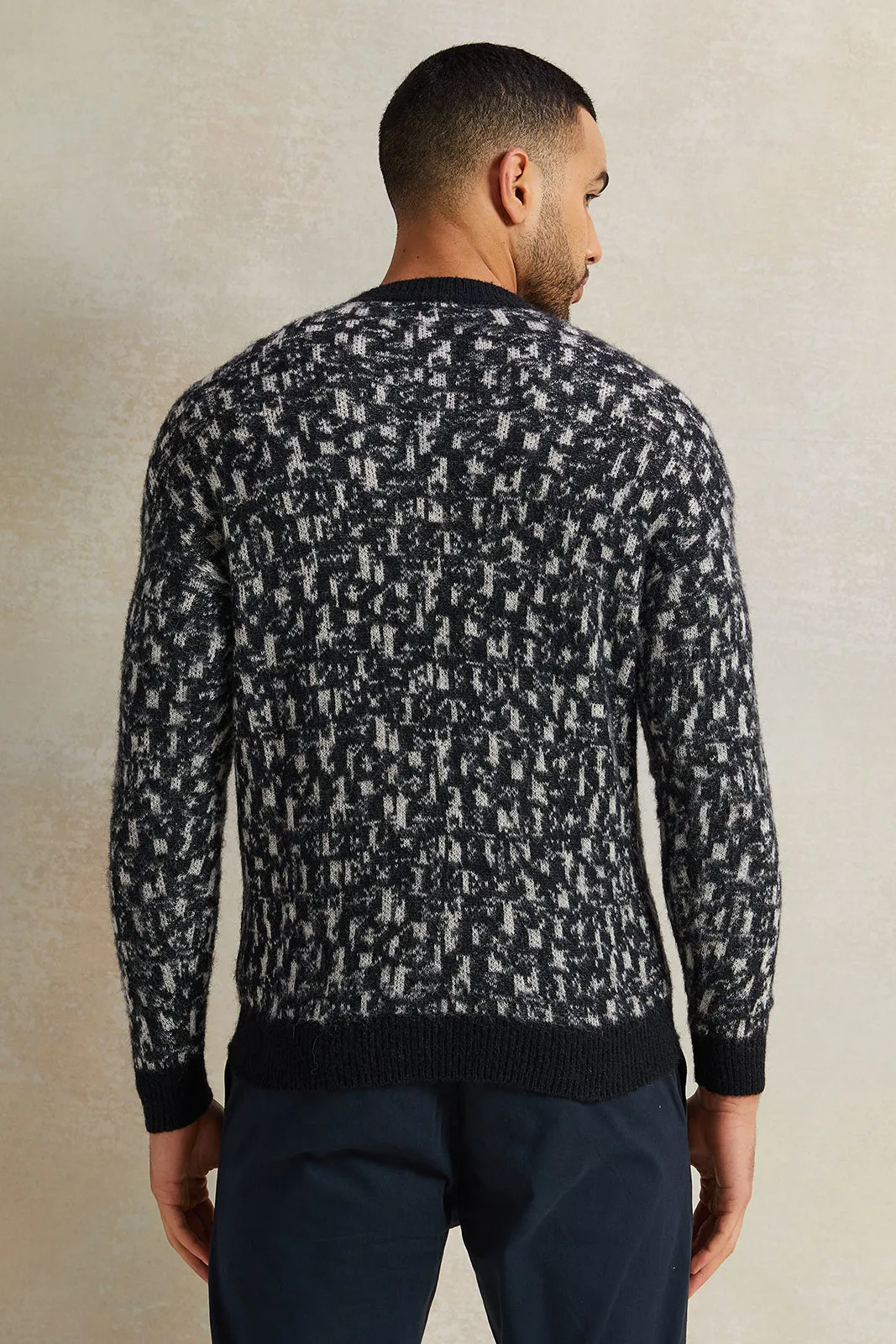 Men Grey Knitted Pullover