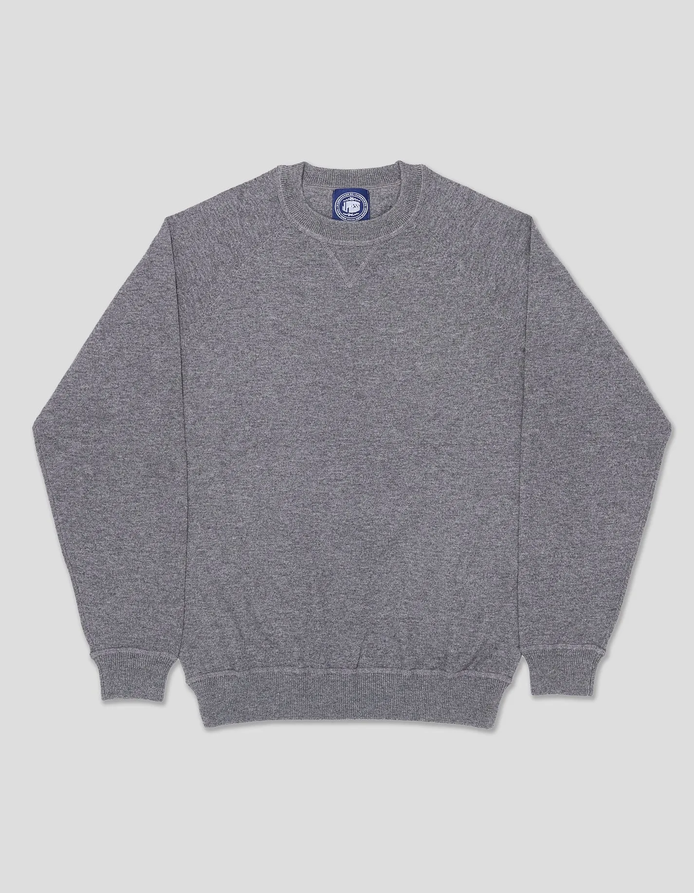 MERINO WOOL/COTTON CREW NECK SWEATSHIRT - GREY