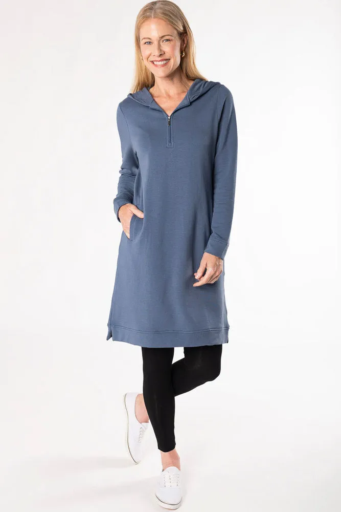 Mina Bamboo Hoodie Dress - Slate Blue