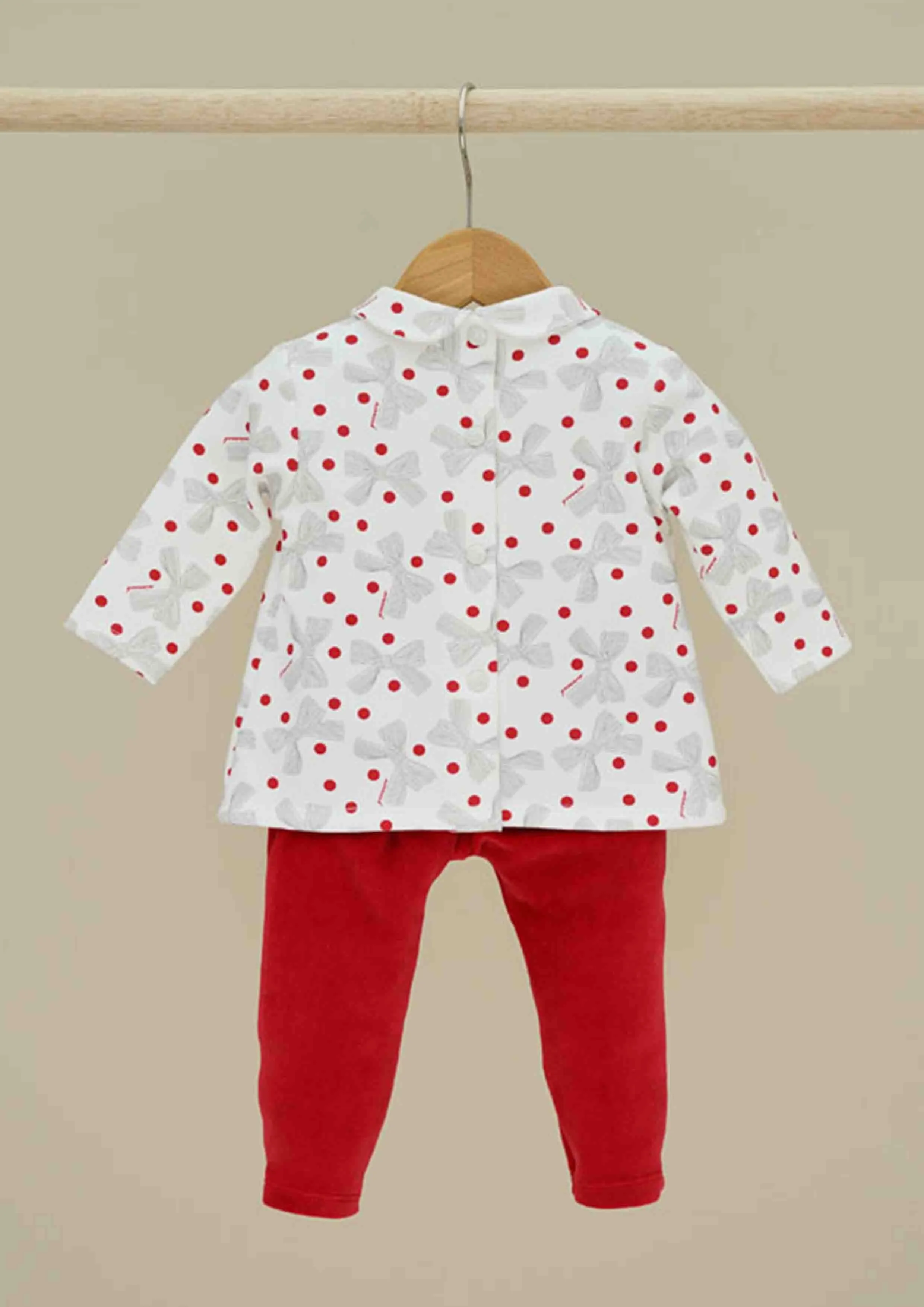 Ninnaoh Red Bow Print Set with Matching Headband