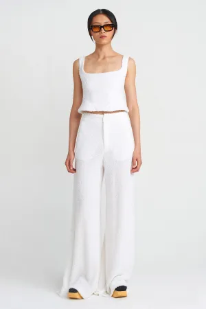 Nu Towel Fabric Wide-Leg Pants Off White