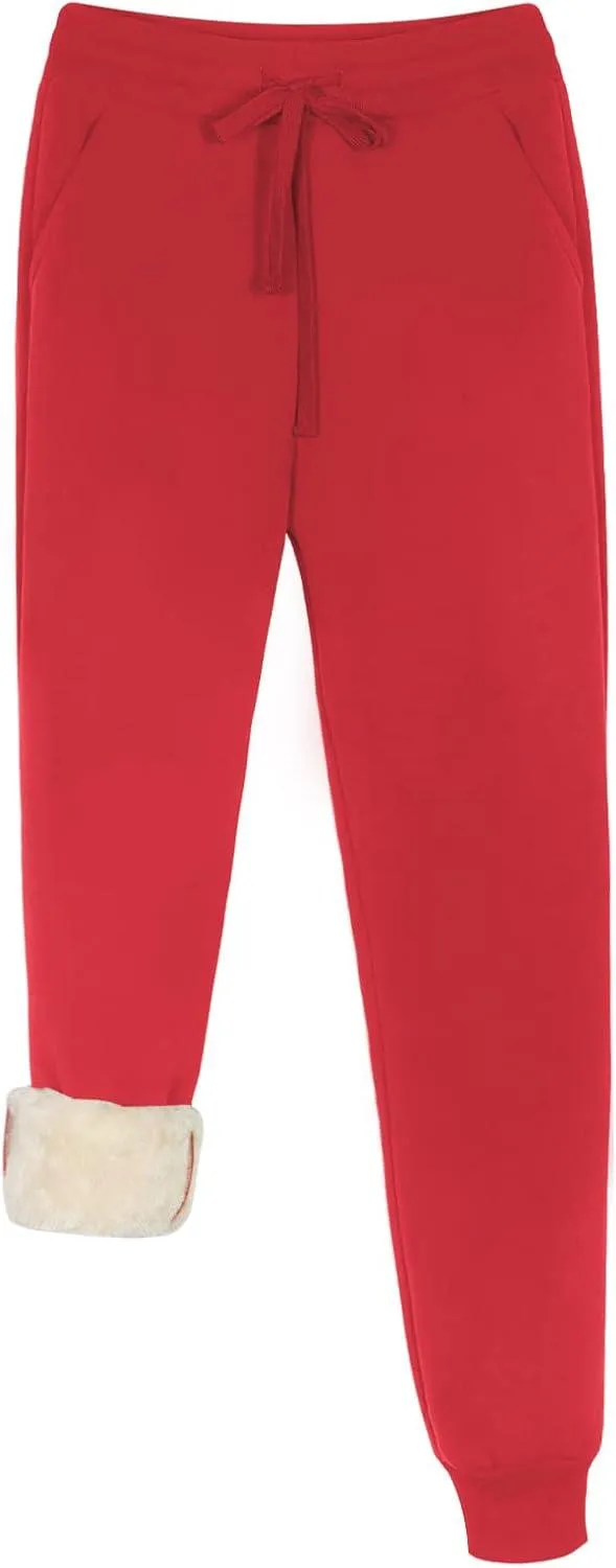 Pants Thick Sherpa Lined Athletic Jogger Drawstring Fleece Lined Sweatpants with Pockets