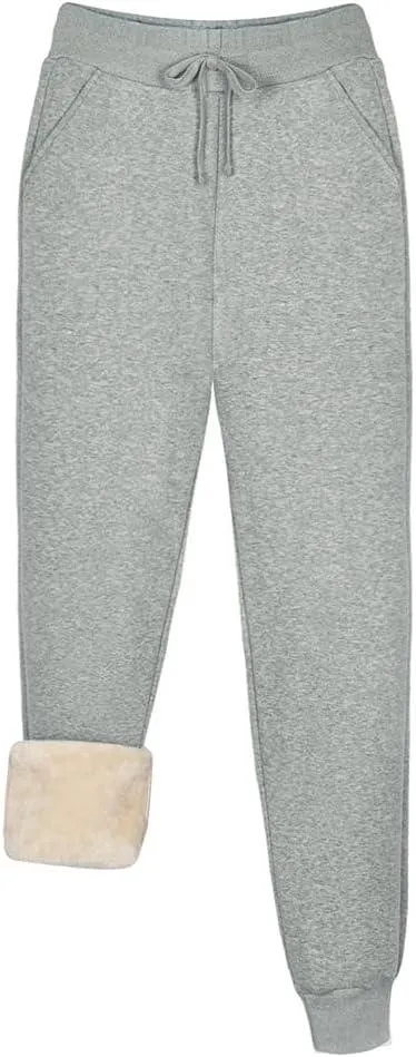 Pants Thick Sherpa Lined Athletic Jogger Drawstring Fleece Lined Sweatpants with Pockets