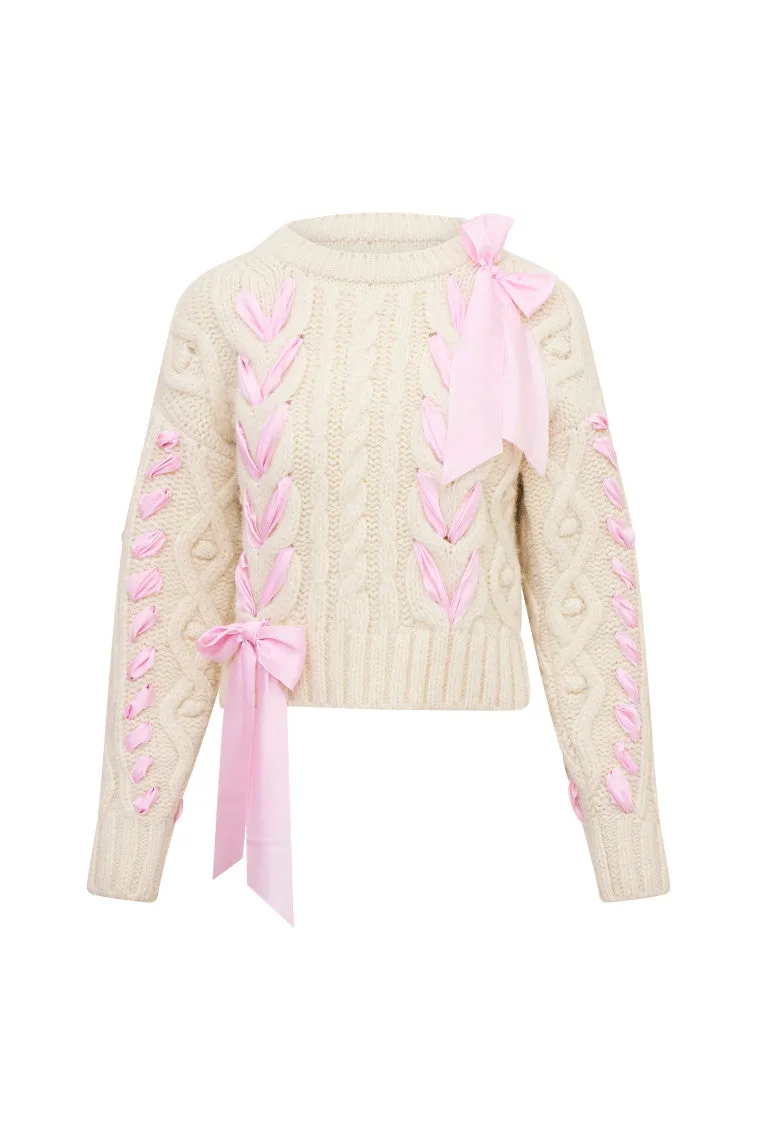 Parson Alpaca-Blend Ribbon Pullover - ICY BLUSH