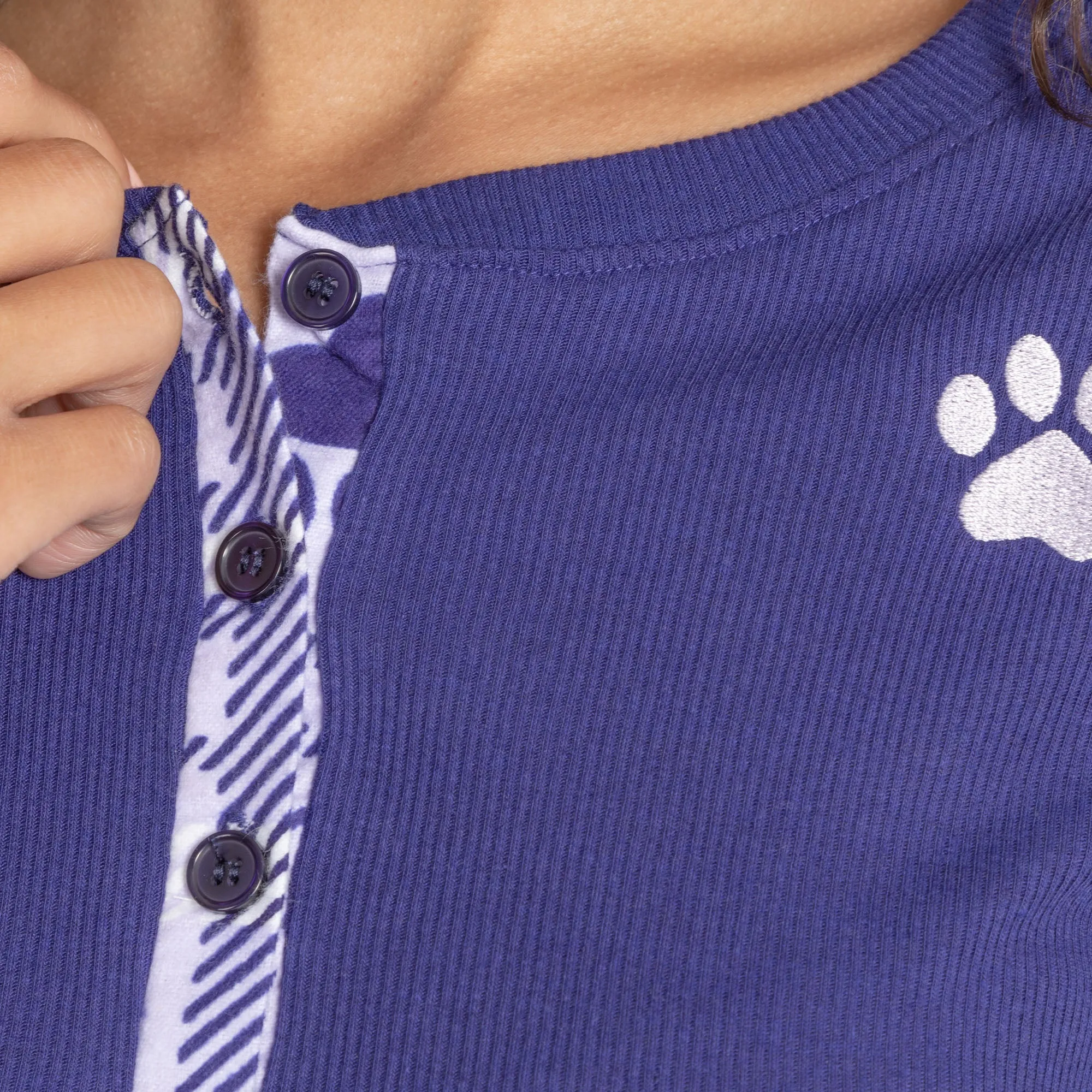 Paw Print Thermal & Flannel Pajama Set