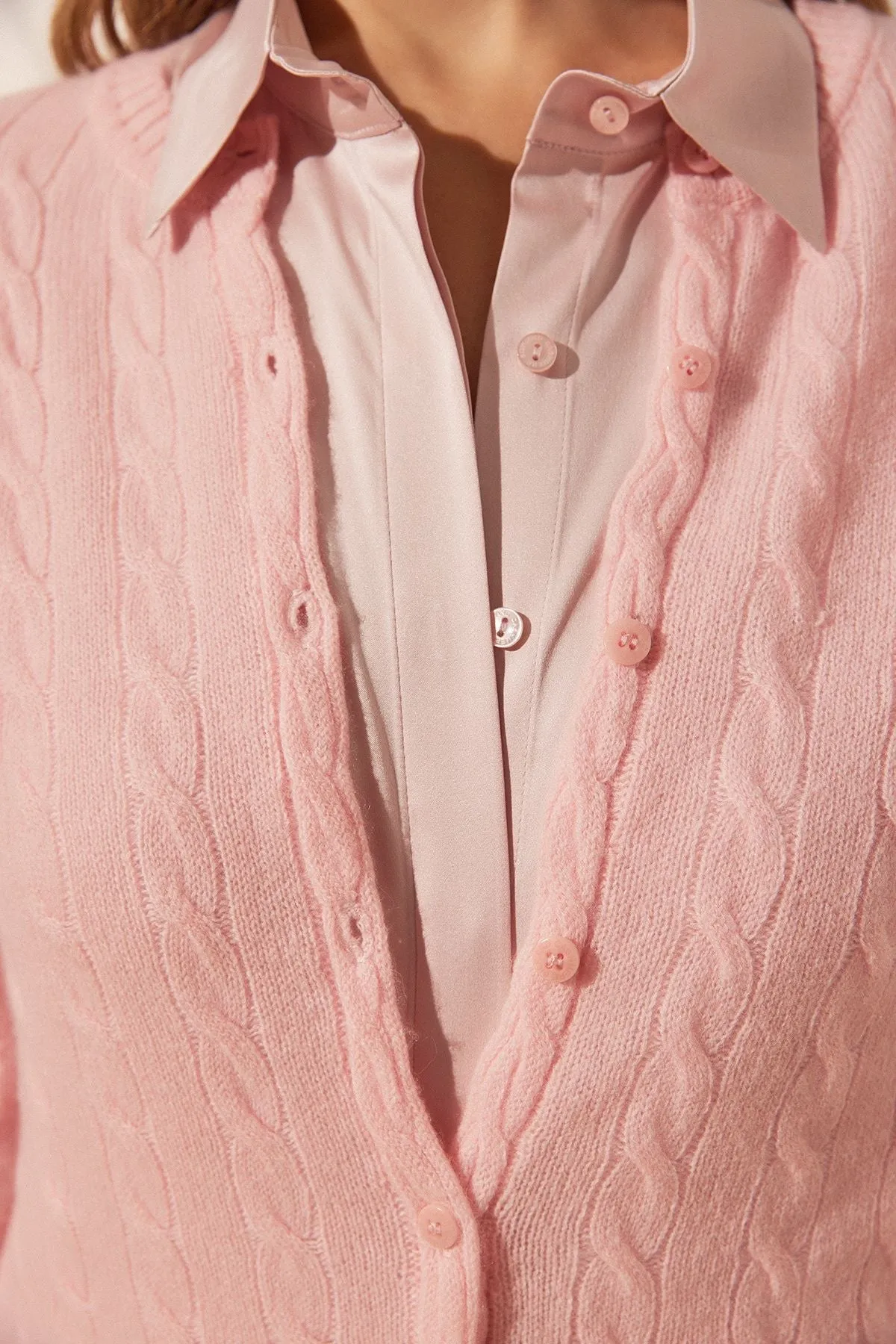 Pink Cashmere and Wool Amelia Women's Cardigan