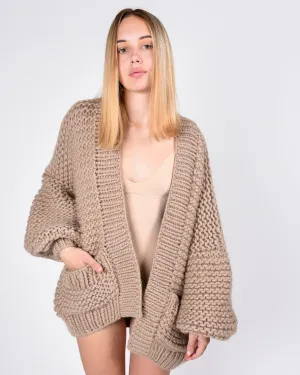 Pocket cardigan in warm taupe