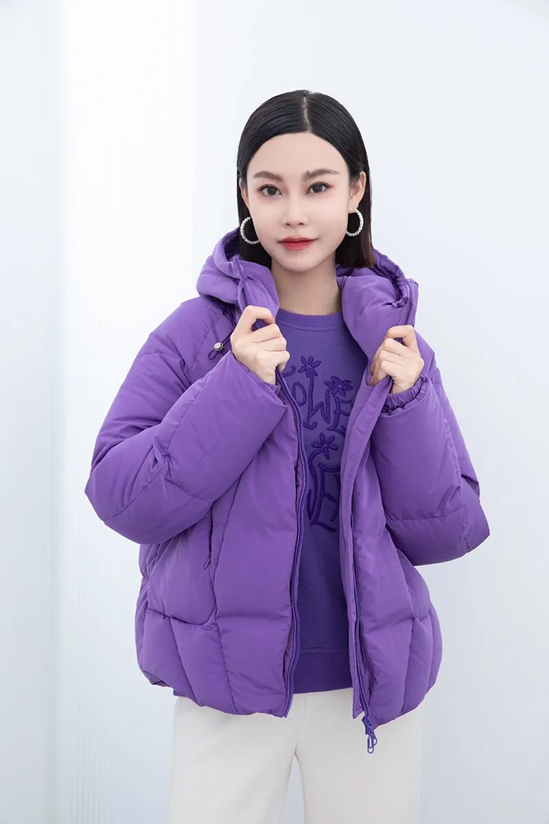 Purple Short Winter Down Coats