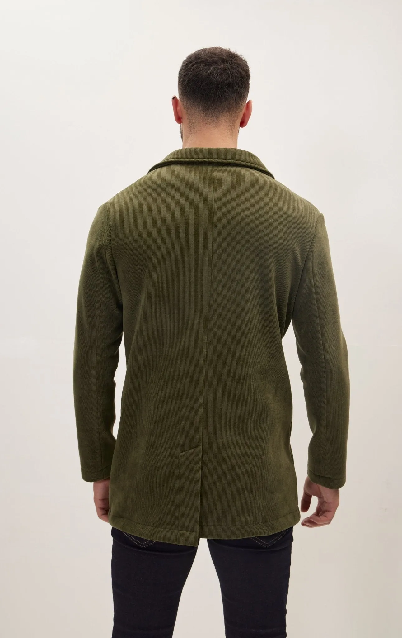 Relaxed Corduroy Button Closure Jacket - Khaki