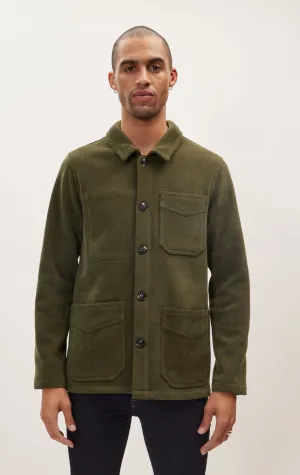 Relaxed Corduroy Button Closure Jacket - Light Green