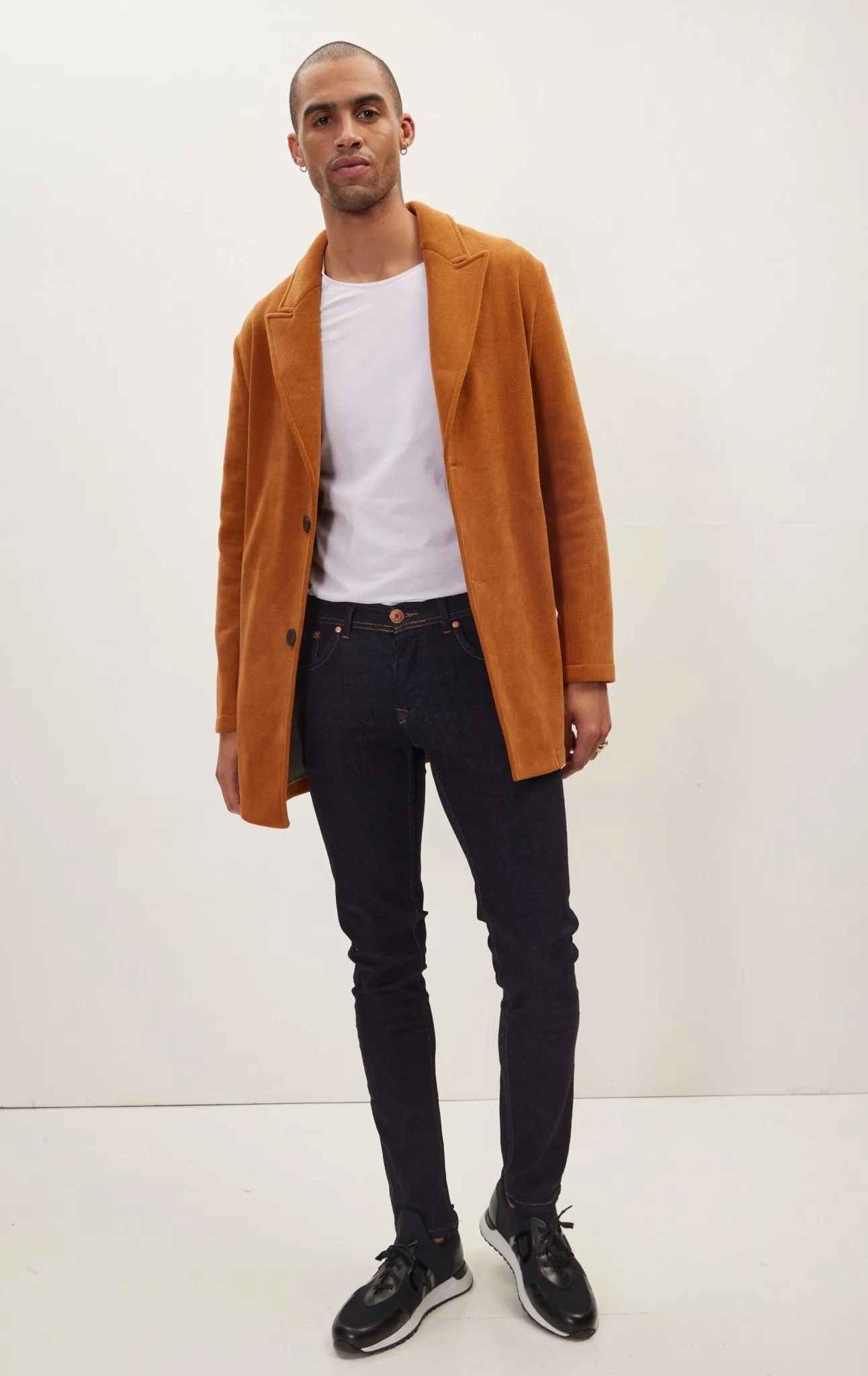 Relaxed Corduroy Button Closure Jacket - Tile