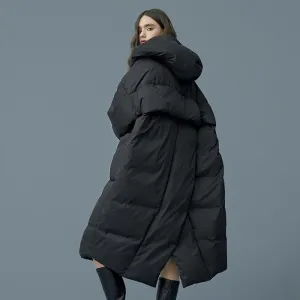 S- 7XL Winter Oversize Warm Duck Down Coat Female X-Long Down Warm Jacket Hooded Cocoon Style