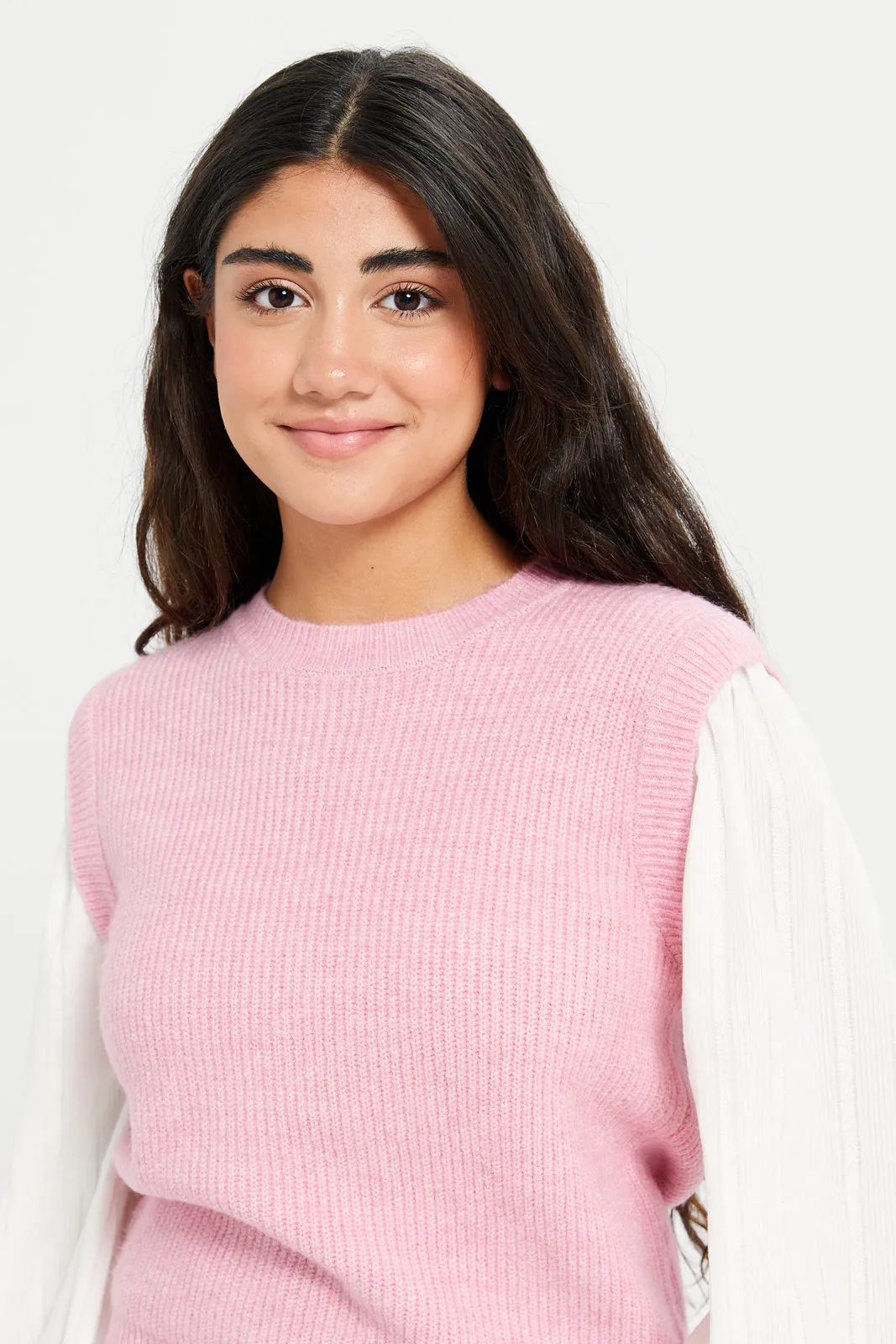 Senior Girls Pink Knitted Pullover