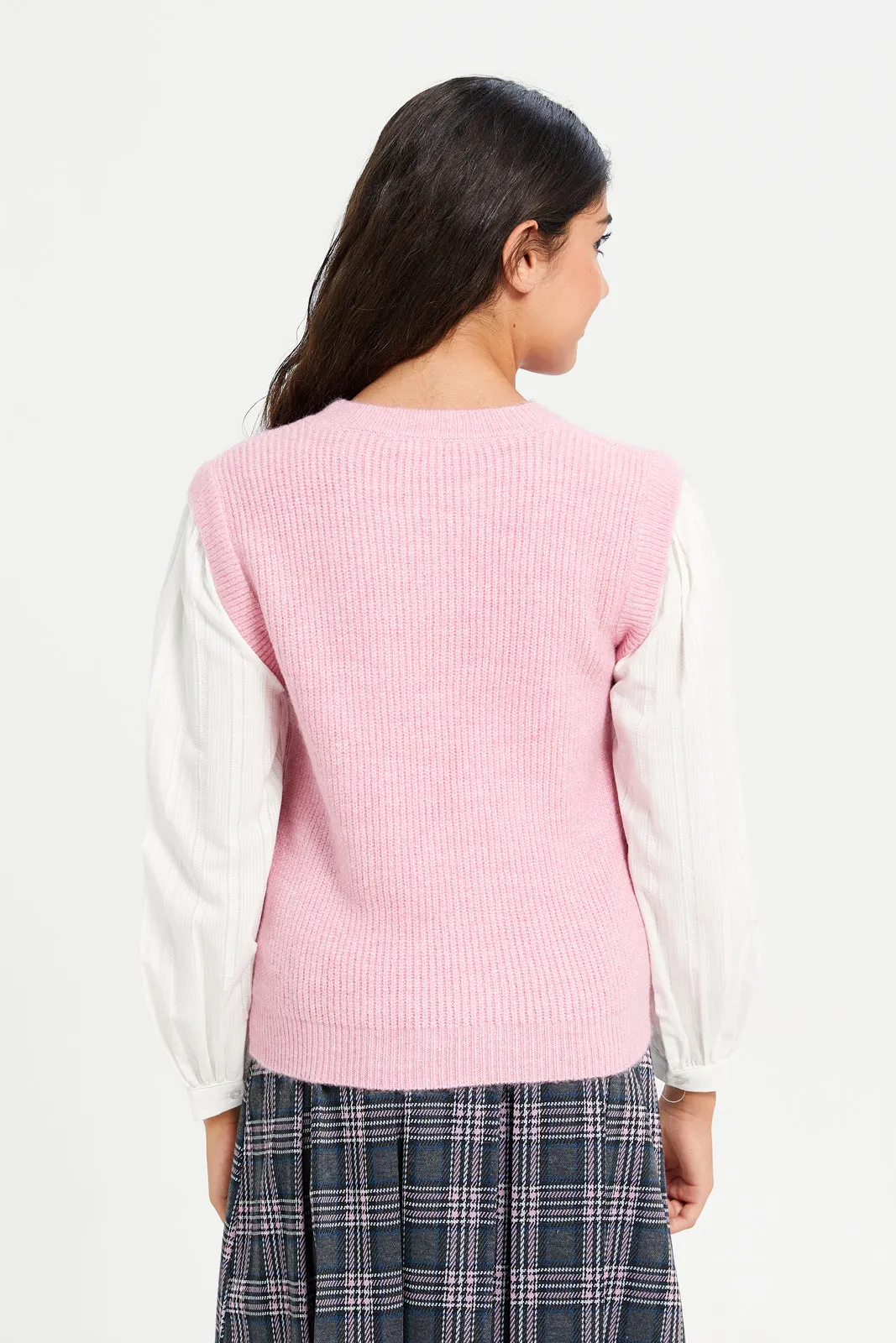 Senior Girls Pink Knitted Pullover