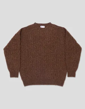 SHAGGY DOG CABLE SWEATER BROWN - CLASSIC FIT