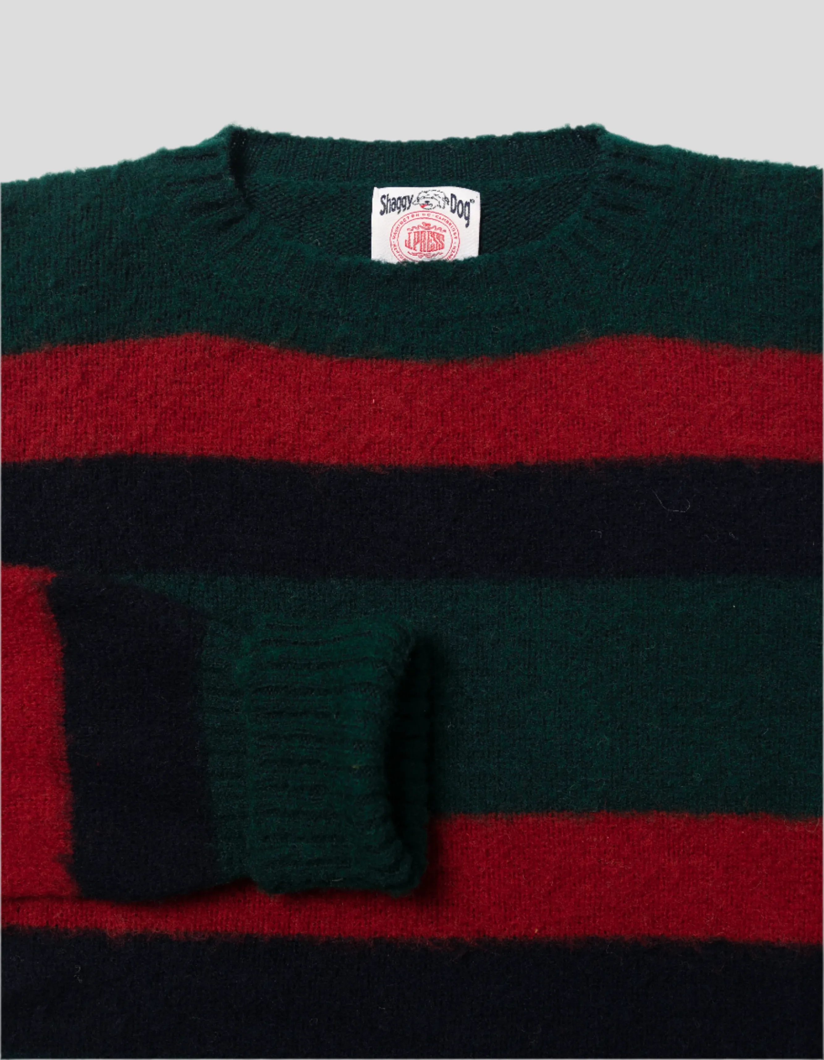 SHAGGY DOG STRIPE SWEATER GREEN/RED/NAVY - CLASSIC FIT