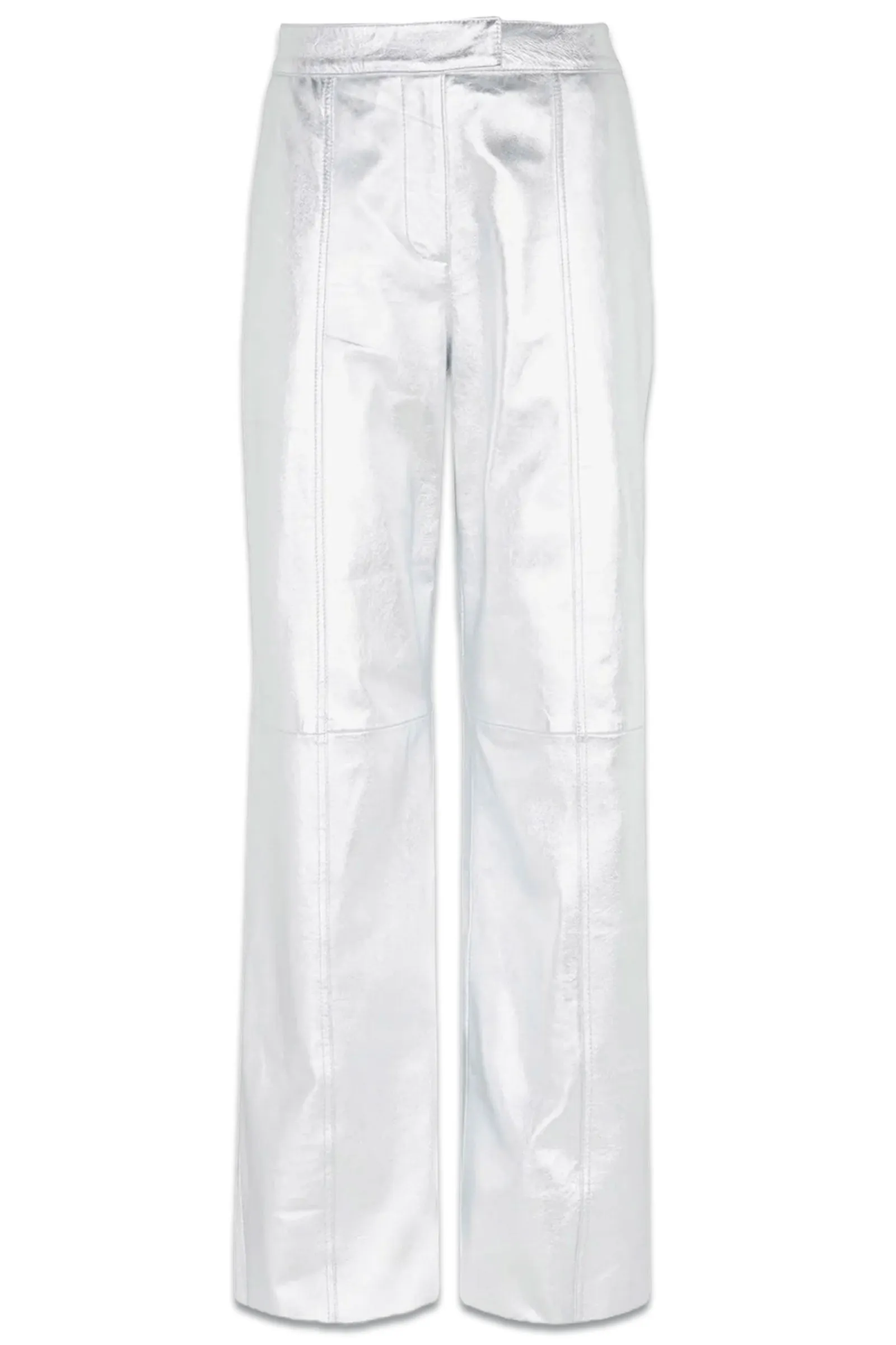 Silver Leather Wide Trousers