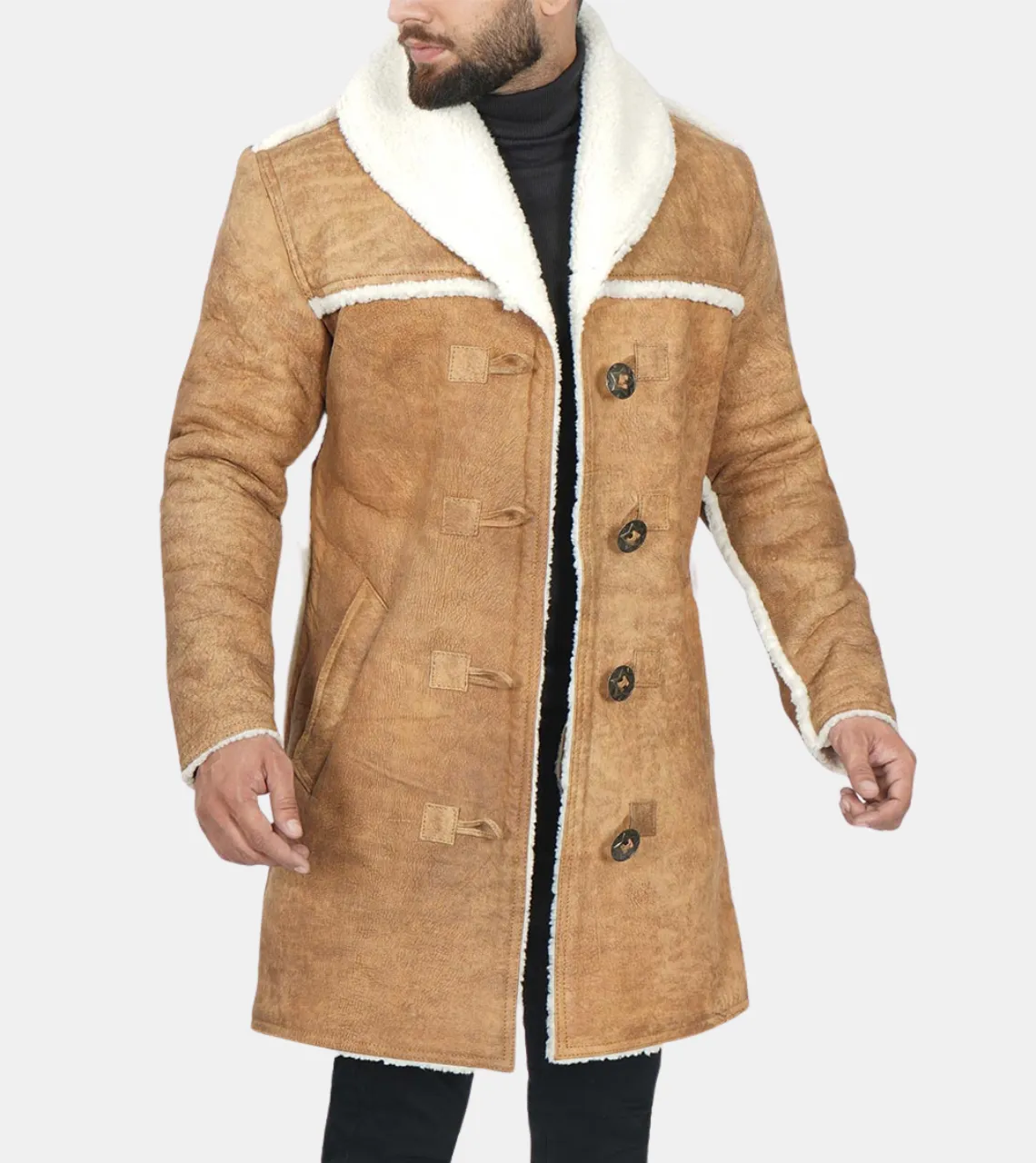 Skye Men's Beige Suede Leather Coat