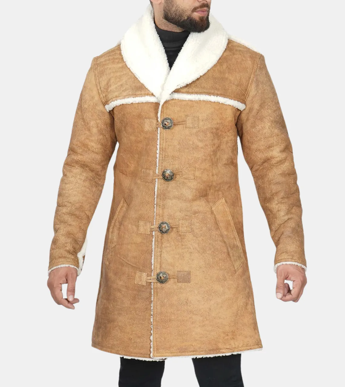 Skye Men's Beige Suede Leather Coat