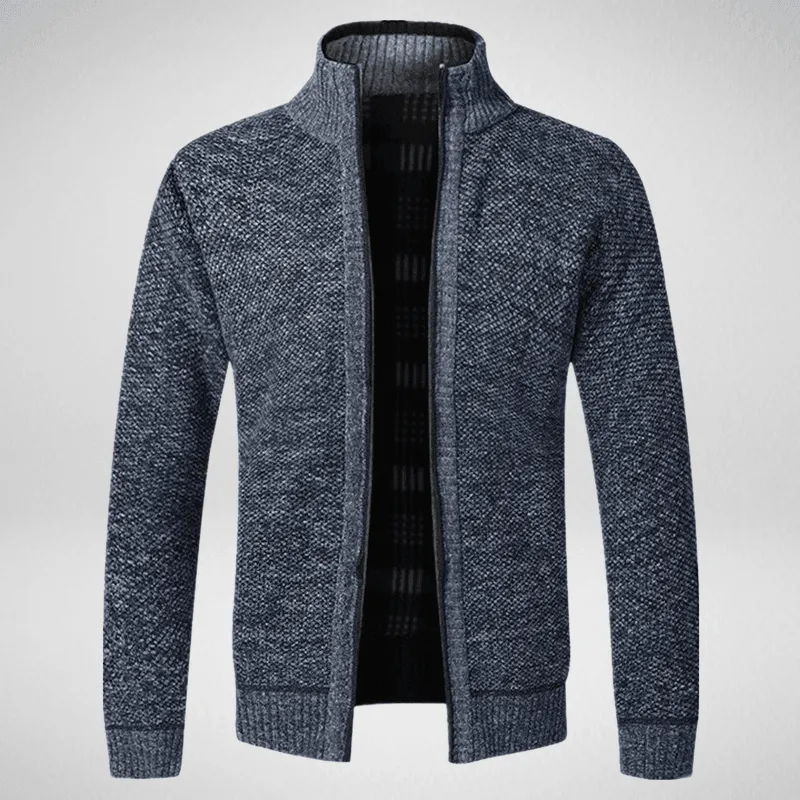 Solid Colour High Collar Zip-Up Wool Sweater