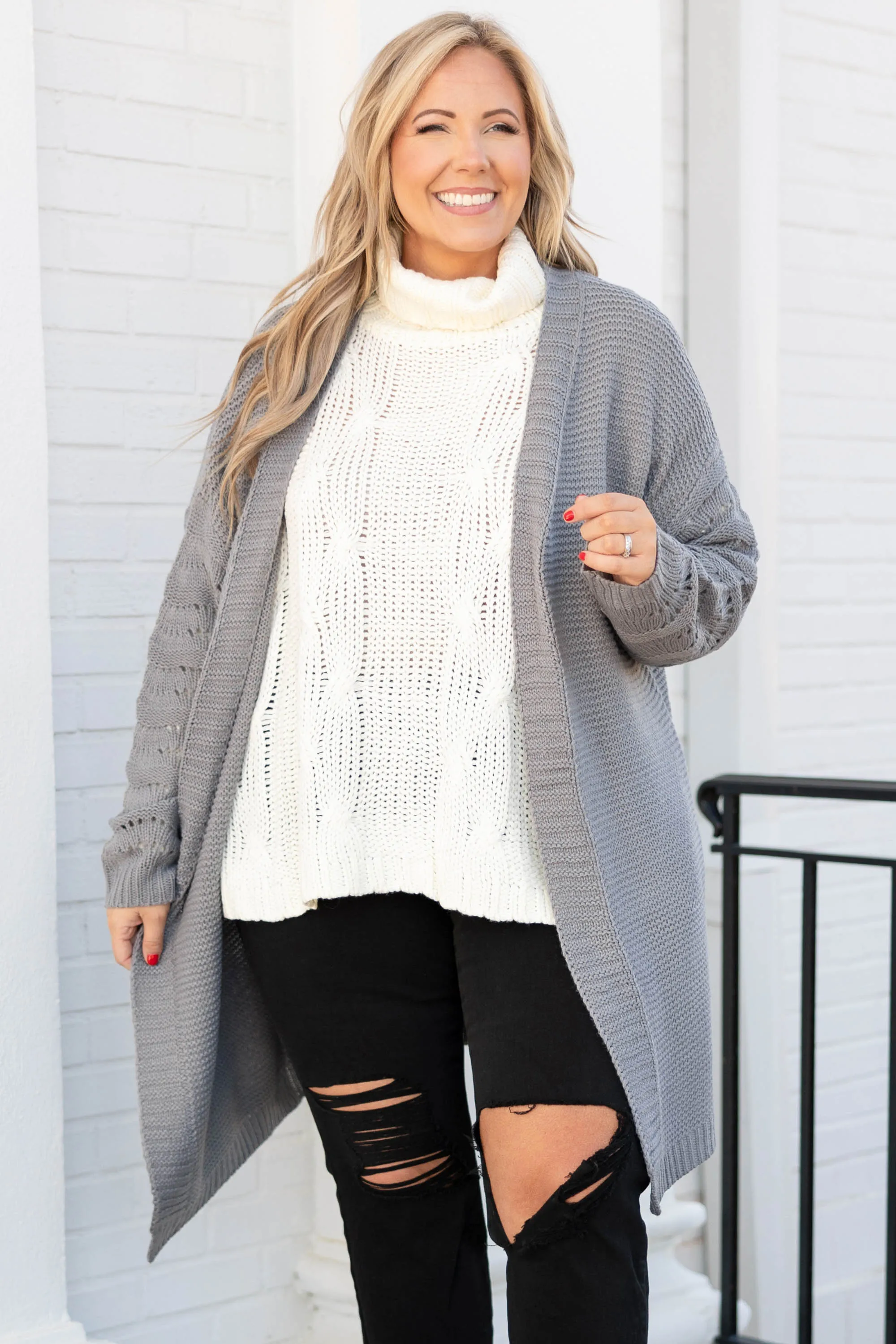 Staring At You Cardigan, Gray