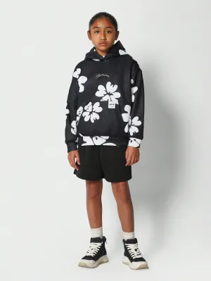 Tween Girls Overhead Hoodie With All Over Floral Print