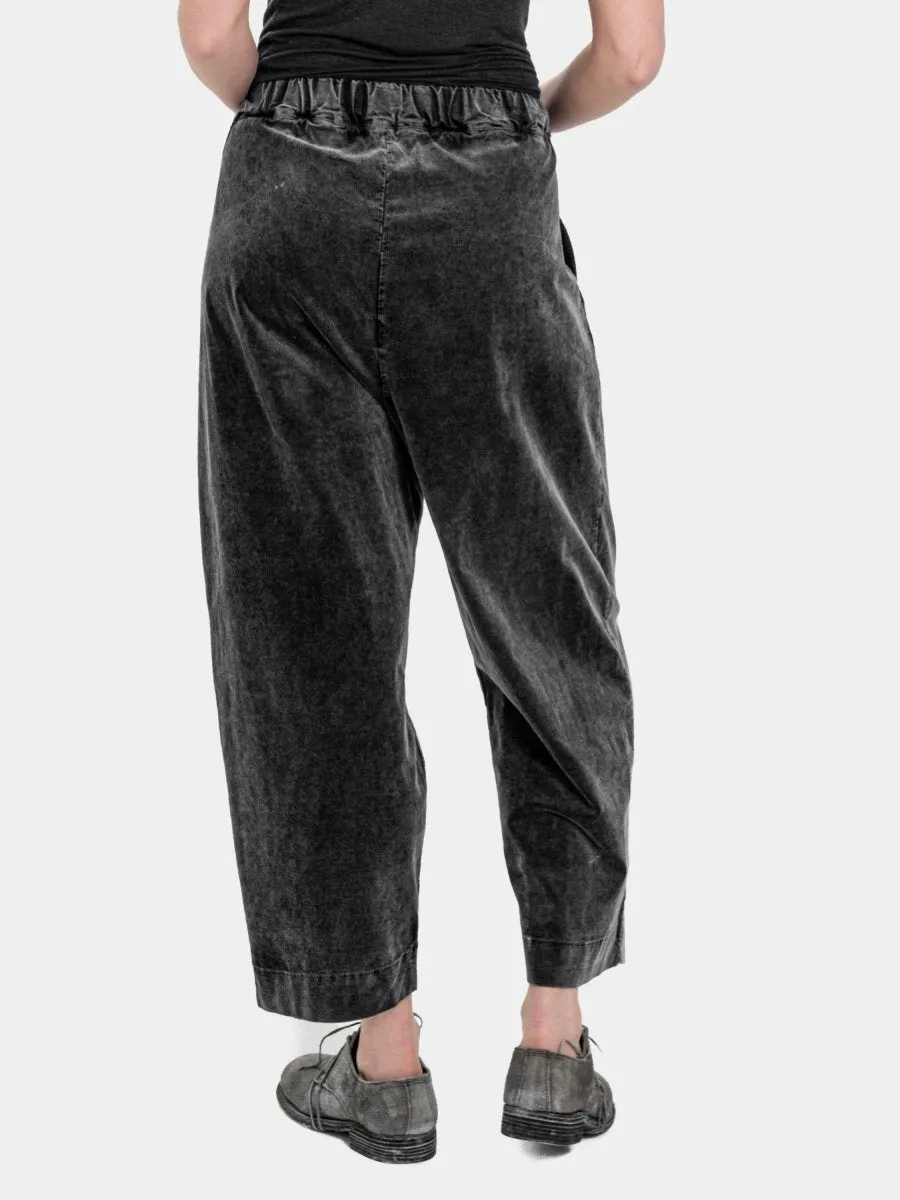 Velvet Pleated Elastic Waist Trousers