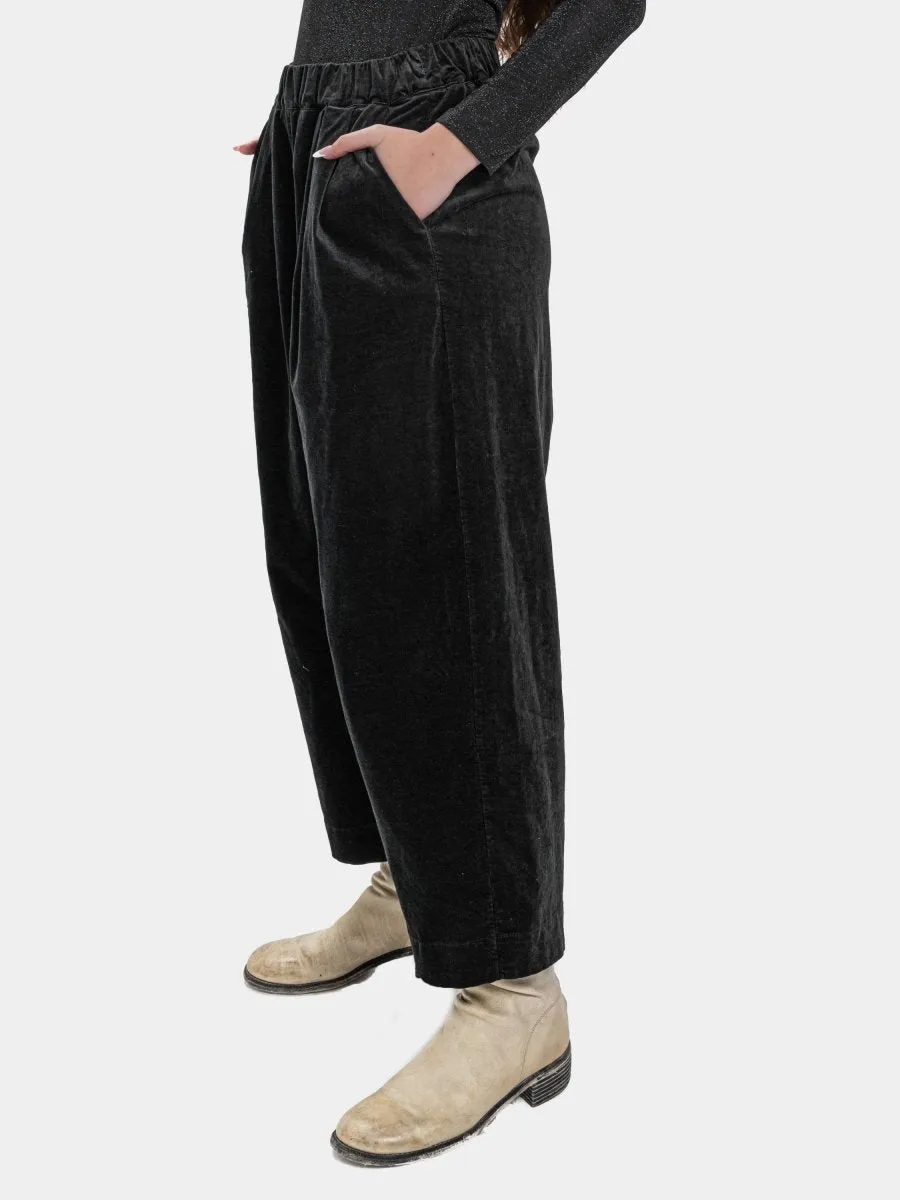 Velvet Pleated Elastic Waist Trousers