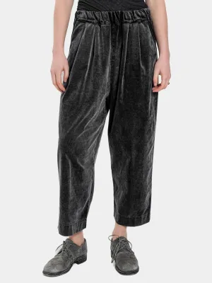 Velvet Pleated Elastic Waist Trousers