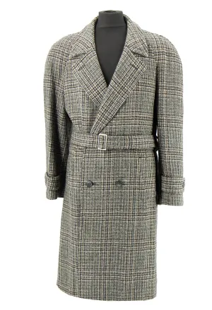 Vintage 100% Wool Grey & Brown Check Overcoat