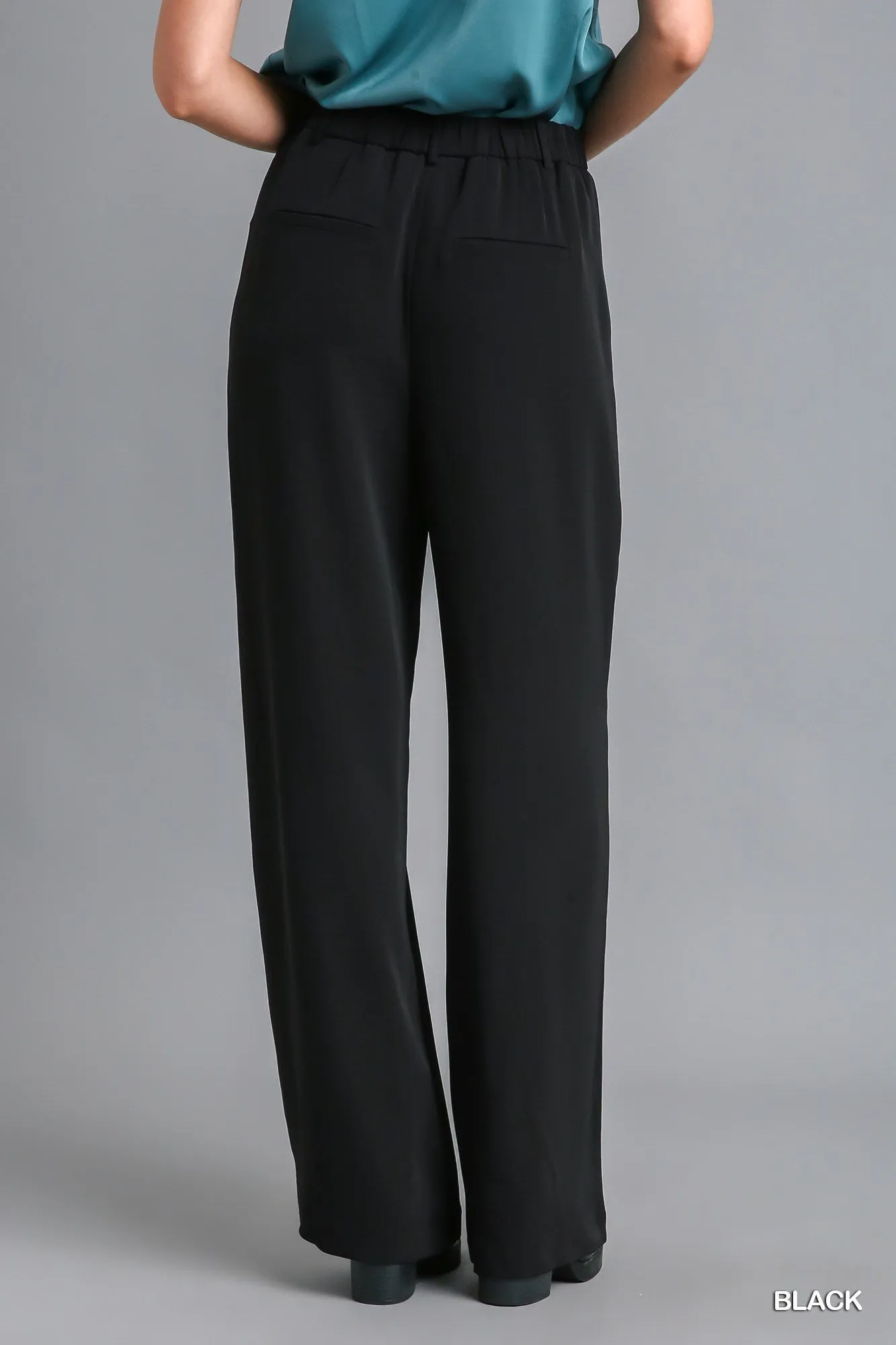 Wide Leg Trouser Pant - Black