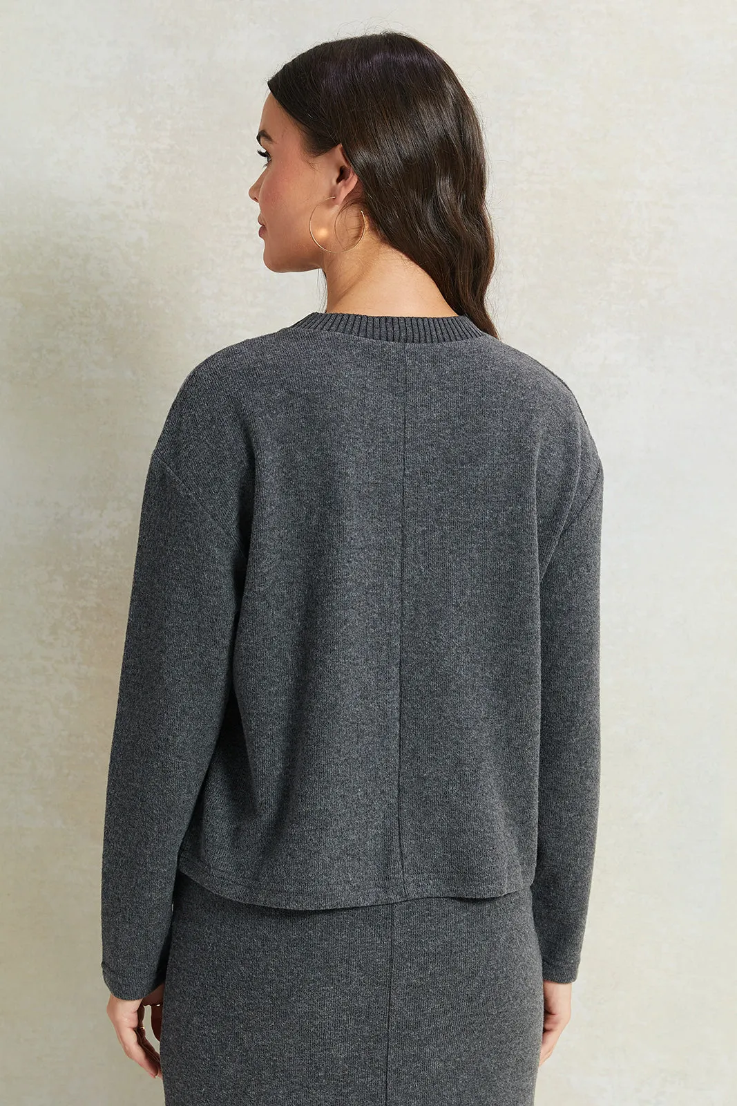 Women Charcoal Knitted Pullover