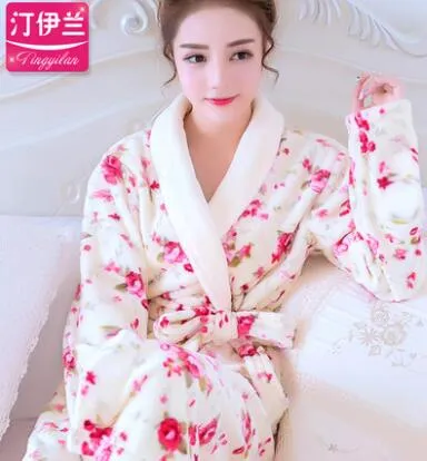 Women Floral Bathrobe