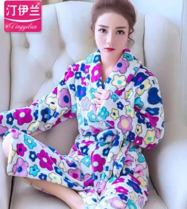 Women Floral Bathrobe