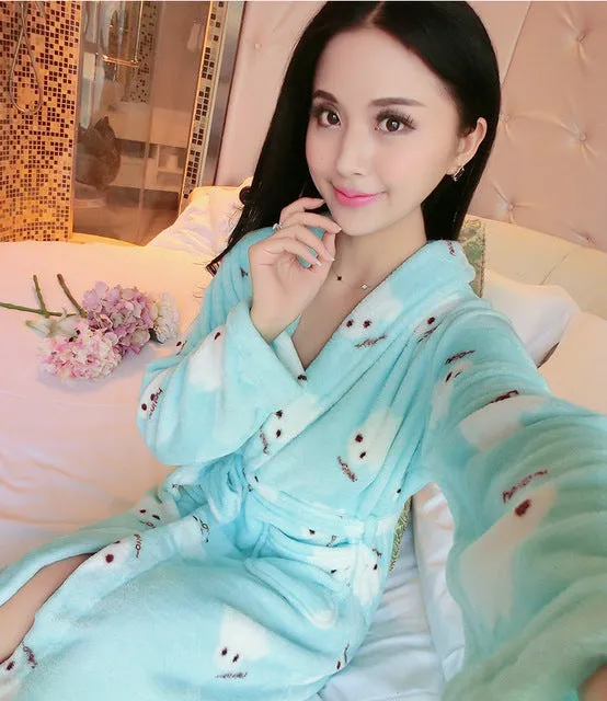 Women Floral Bathrobe