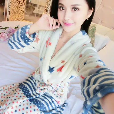 Women Floral Bathrobe