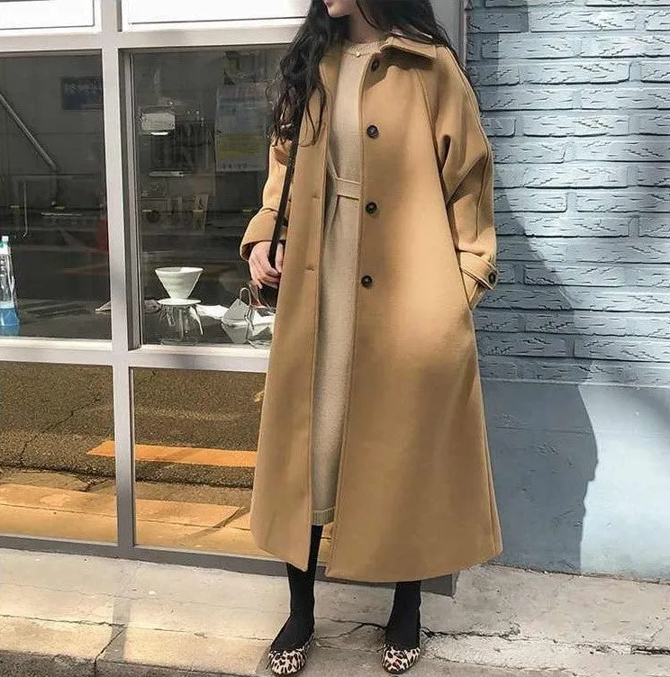 Women's Elegant Wool Trench Coat with Belt | Ideal for Autumn/Winter