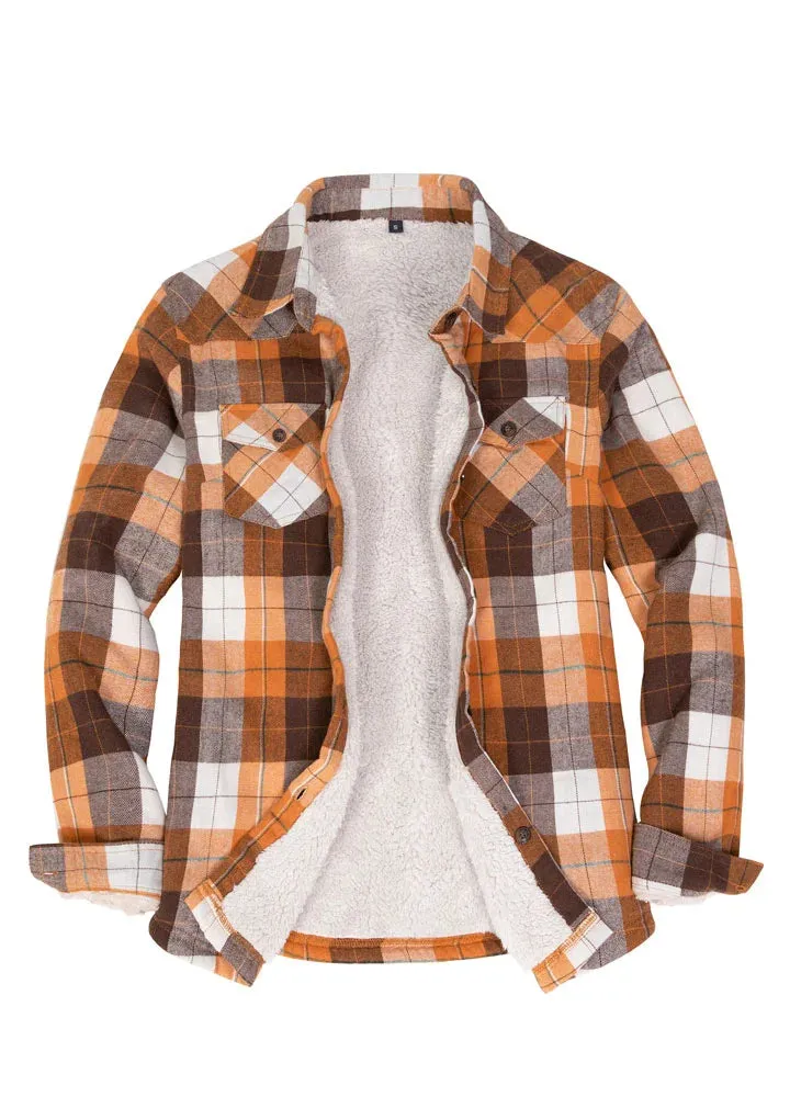 Women's Sherpa Lined Flannel Shirt Jacket,Button Down Flannel Shacket