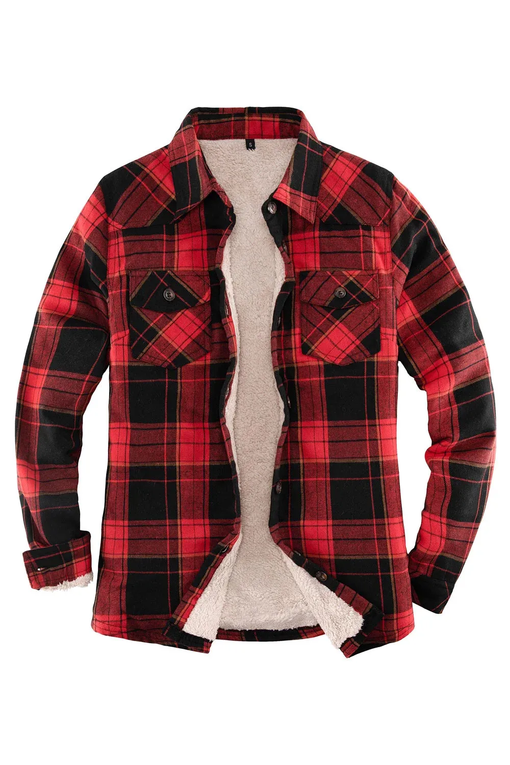 Women's Sherpa Lined Flannel Shirt Jacket,Button Down Flannel Shacket