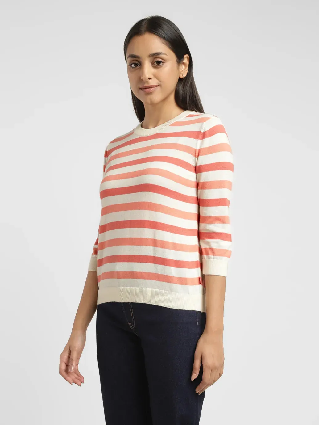 Women's Striped Crew Neck Pullover