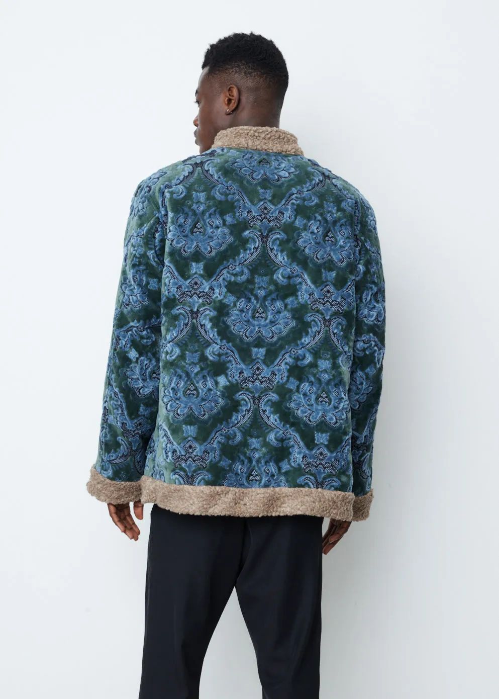 Zipped Tibetan Jacket - Damask Gobelin Jacquard